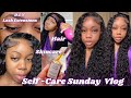 SELF-CARE VLOG| INSTALLING PRETTIEST WATER WAVE WIG+ SKINCARE + DIY LASHES  FT YOLISSA