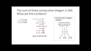 Algebra -- Lesson 11 --Consecutive Integers and Geometry Problems