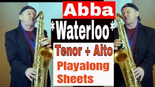 Video thumbnail of "*Waterloo* Abba Saxophone Solo  Tenor Alto Sax Backingtrack partitura Noten sheet music Sax Coach"