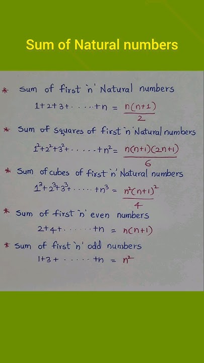 Sum of first 'n' Natural numbers || Sum of Natural numbers - YouTube