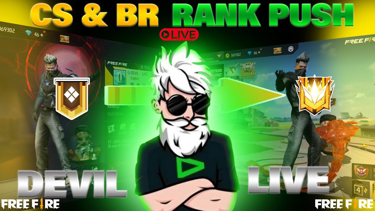 CS & BR RANK PUSH PC GAMEPLAY DEVIL IS LIVE 🔥 FREE FIRE LIVE 🔴 ...