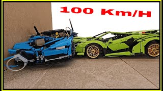 Lamborghini vs Bugatti 🚨 100 KM/H 🚨 Lego Technic car CRASH