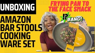 UNBOXING AMAZON BAR STOOLS, COOKING WARE| BED BATH AND BEYOND DISCOUNTED DEALS| UTENSILS ORGANIZERS