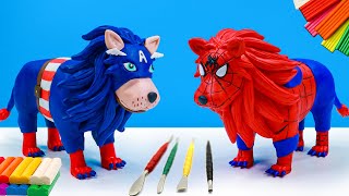 How to make Lion mod Superhero Spider man, Captain America with clay