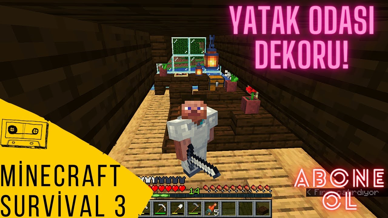 Minecraft Survival 3.Bölüm/Yatak Odası Dekorasyonu(Köpke ve Depolama