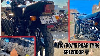 110/90/18 tyre in splendor 👍🏻🖤#splendor #modified #tyres