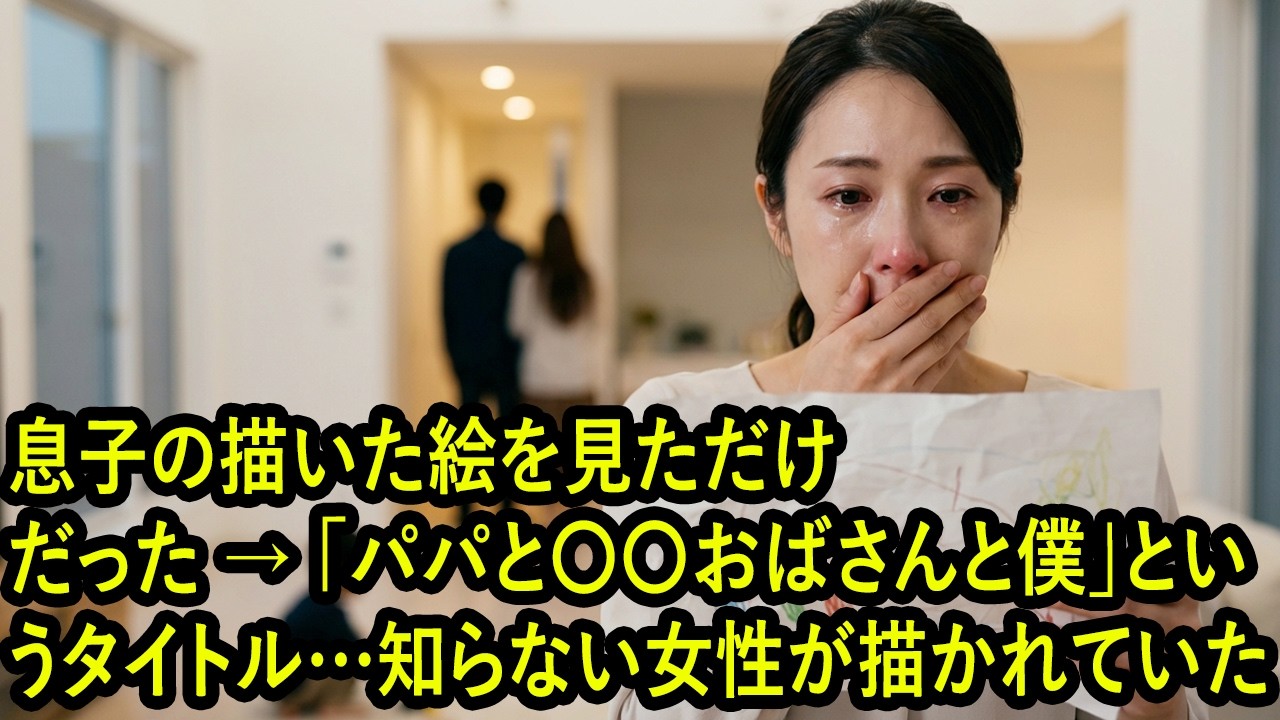 息子の描いた絵を見ただけだった → 「パパと〇〇おばさんと僕」というタイトル…知らない女性が描かれていた
