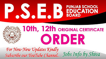 APPLY ORIGINAL CERTIFICATE OF 10th, 12th, PSEB Board ll Jobs info by Shiva