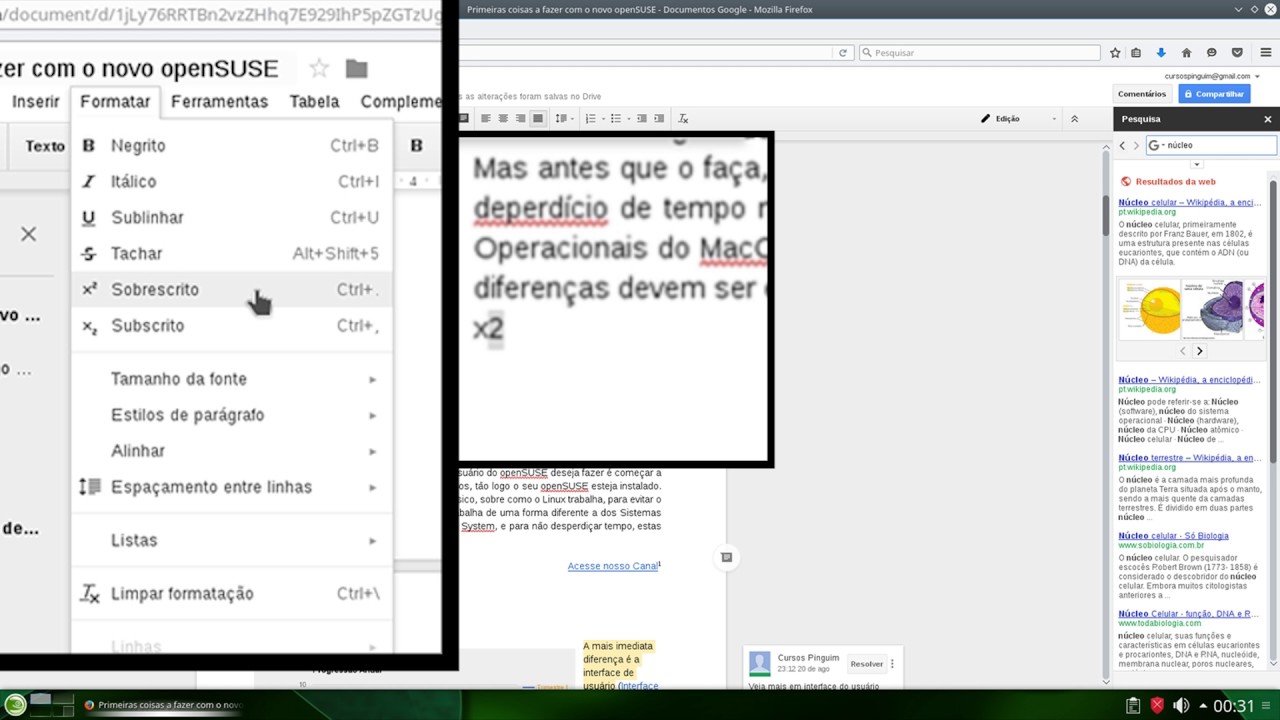 como posso elevar um número pelo google docs? 