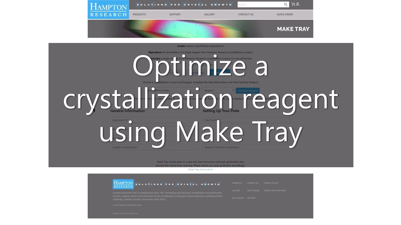 Optimize a crystallization reagent using Make Tray