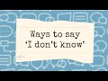 Mini-Lesson | English Conversation | I don't know