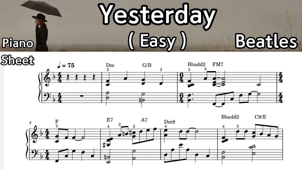 Yesterday / Easy Piano Sheet Music / Beatles / by SangHeart