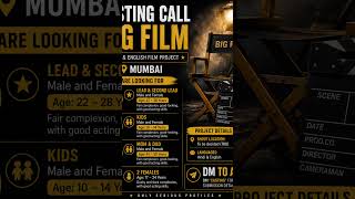 Casting Call For Big Film | Mumbai Audition 2026Looking For: ✨ Male & Female Lead (22–28 yrs)