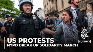 NYPD break up Palestine solidarity march and arrest several protesters