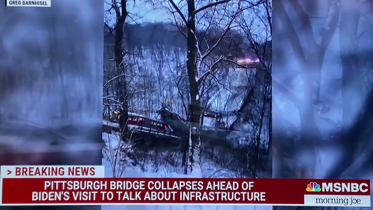 Breaking News Pittsburgh Bridge Collapses sending vehicles down into ravine