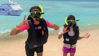 Kids Snorkeling for the first time underwater!! family fun vacation vlog