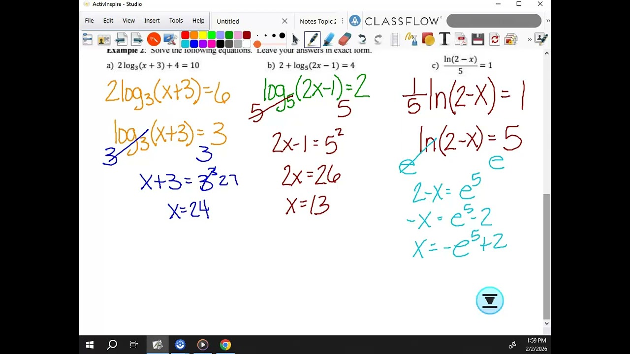2.13 Part Ia REVISITED & 2.13 Part IIa Exp & Log Inv & Ineq APPC2526