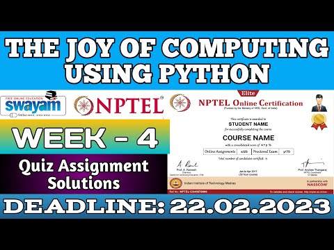 The Joy of Computing using Python|| NPTEL WEEK-4 Quiz Assignment answers 2023 || #nptel #SKumarEdu
