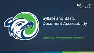 Syllabi and Basic Document Accessibility (221021 Professional Development Day Session)