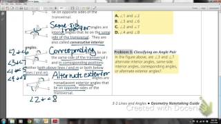 MATHIS GEOM Lesson 3-1 Lines and Angles