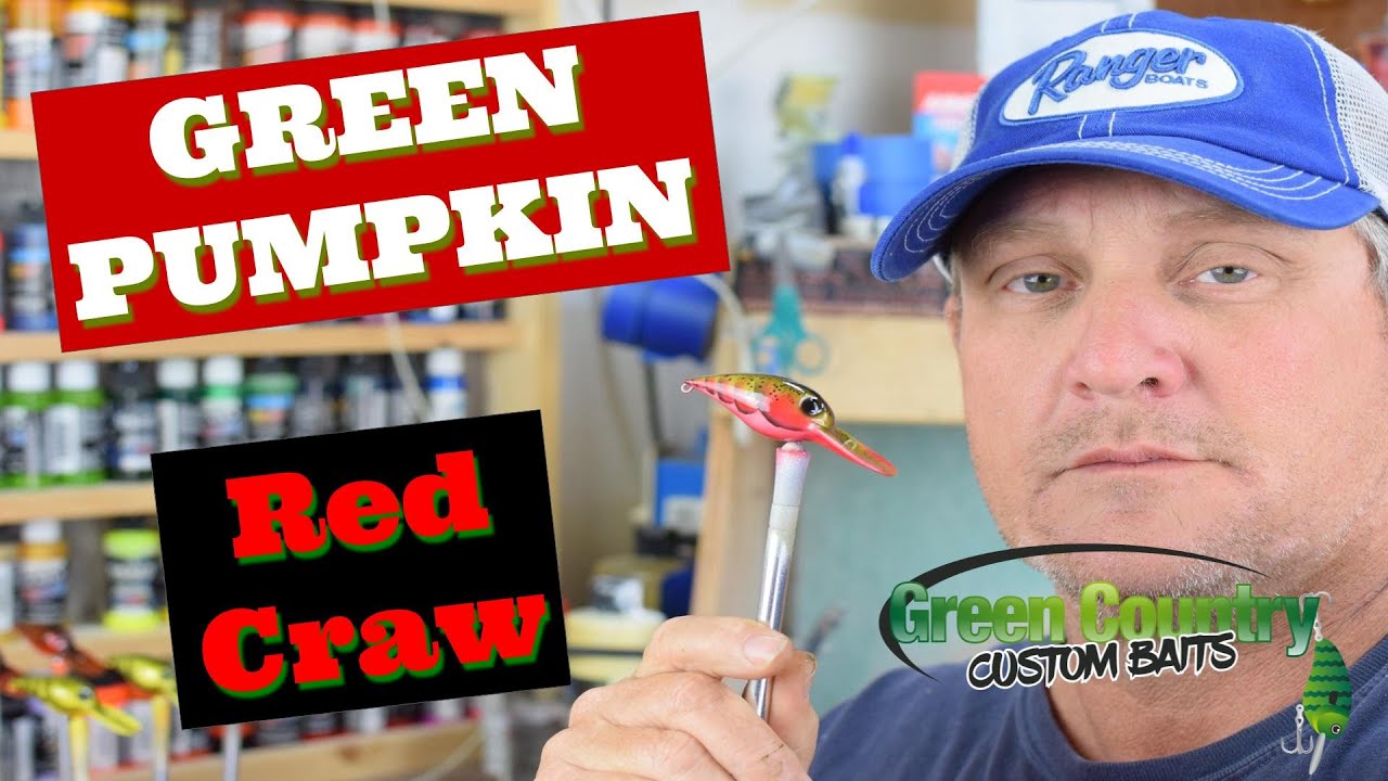 Green Pumpkin Red Craw--Custom Painted Lures 
