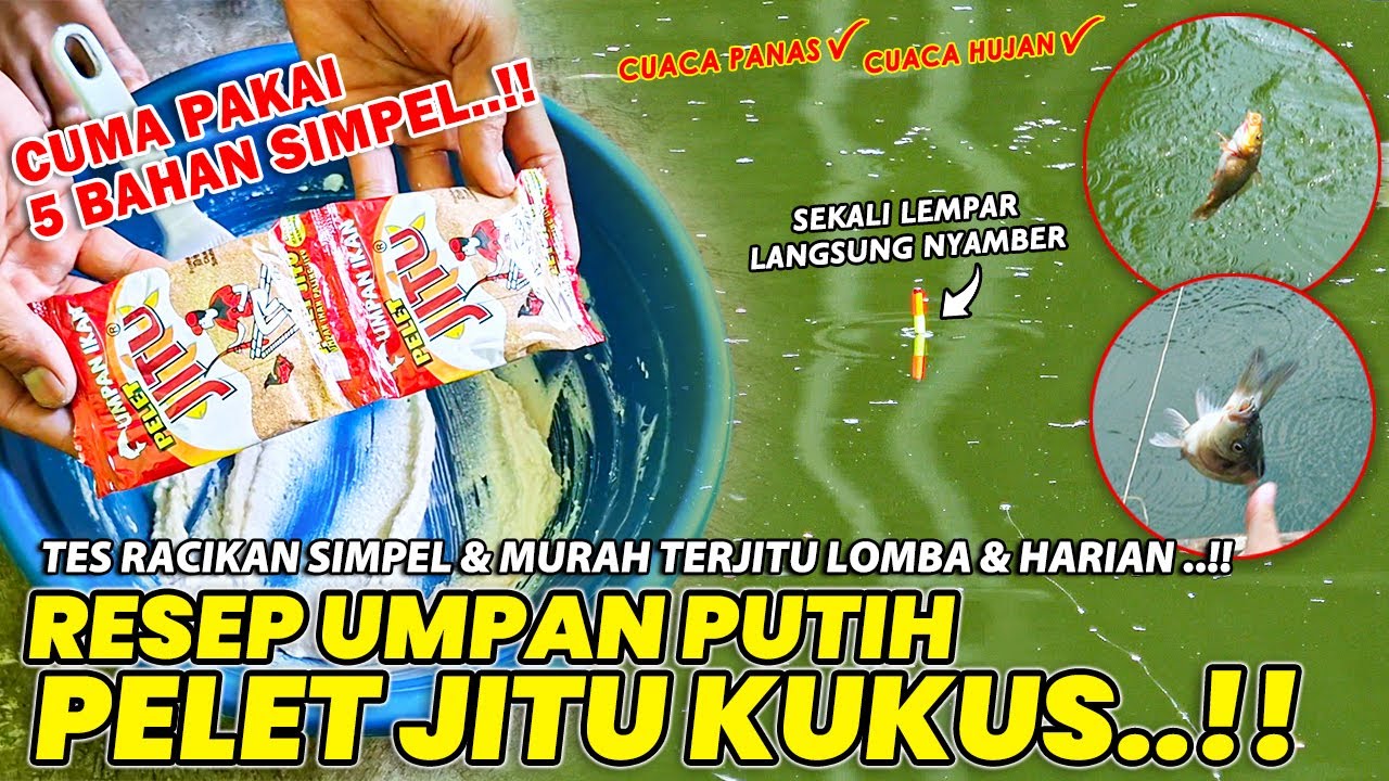 TES KEAMPUHAN RESEP UMPAN PUTIH PELET JITU KUKUS !! CUMA 5 BAHAN SIMPEL MURAH IKAN MAKAN LAHAP ❗❗