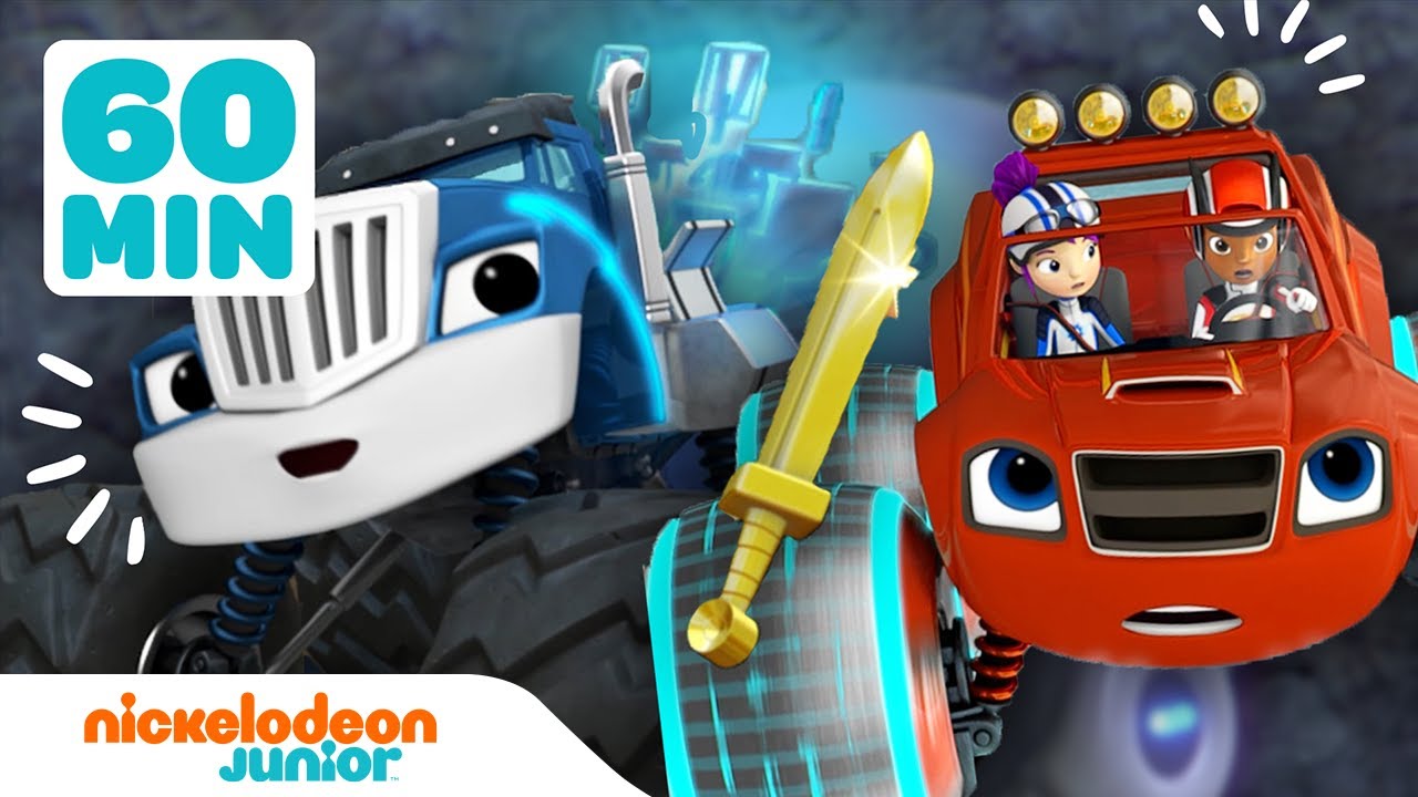 Blaze et les Monster Machines | Crusher construit des robots avec Blaze | 1 HEURE | Nickelodeon Jr.