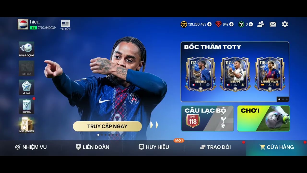 Em sẽ chơi fc moblie 26 nhưng em có 117 kylian mbappé messi nesta lên 118 ovr và vn react cô quyền 