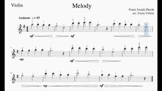 Haydn Melody in G for Violin and Piano Accompaniment. Practice Video