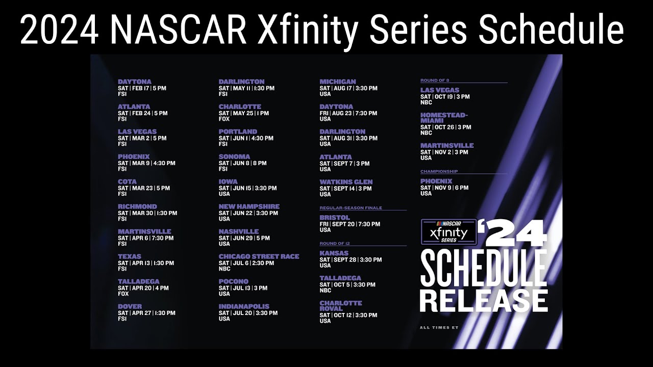 2024 NASCAR Xfinity Series Schedule YouTube