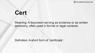 Cert Meaning