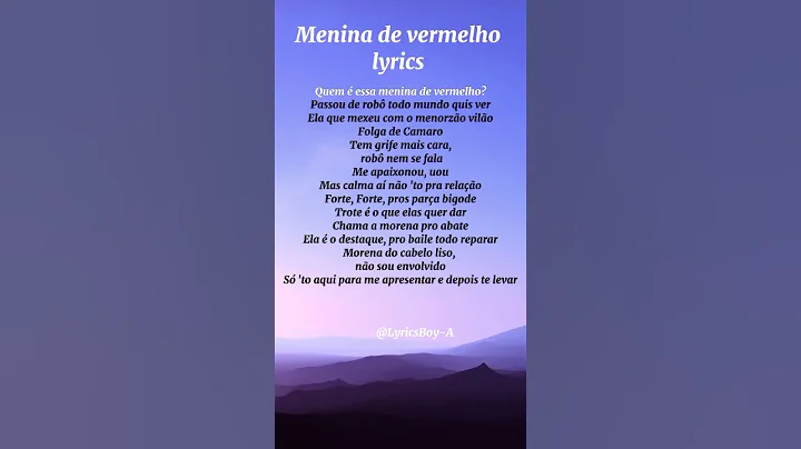 Mc Menor  jp -  Menina de vermelho lyrics  #LyricsBoy-A