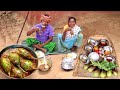 Brinjal curry cooking and eating with hot rice by our santali tribe grandmarural india