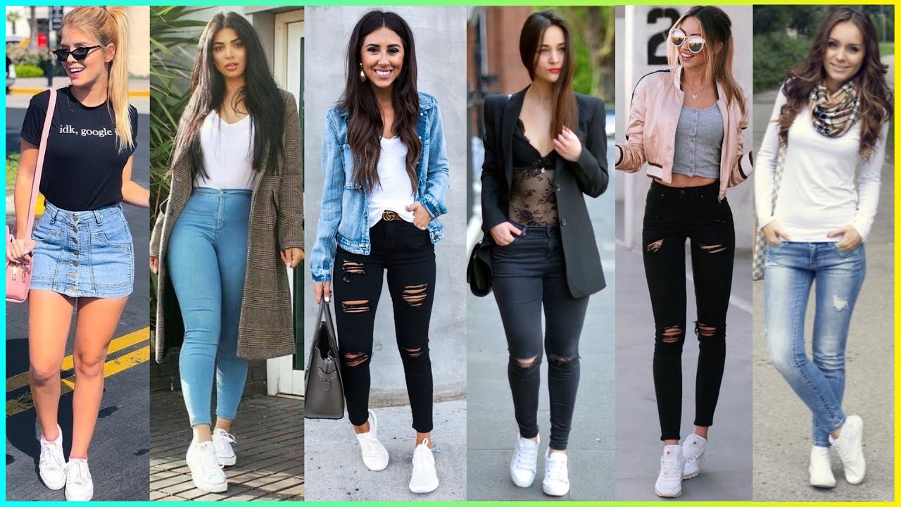 Cómo podemos, vestir con unas zapatillas deportivas en color blanco| Outfits casuales moda20-21 -