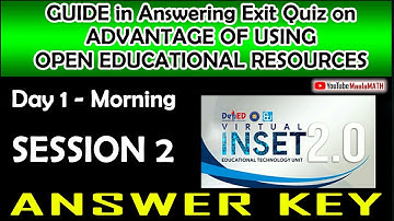 VINSET 2.0 -DAY 1 SECOND SESSION - ANSWER KEY - Guide in Answering Exit Quiz