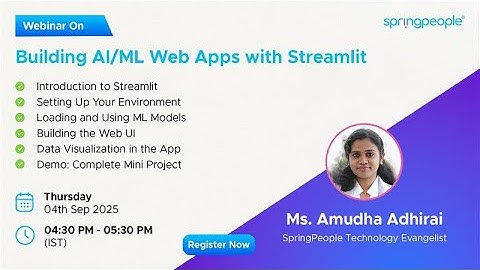 Building AI ML Web Apps with Streamlit  | Expert Free Webinar | SpringPeople