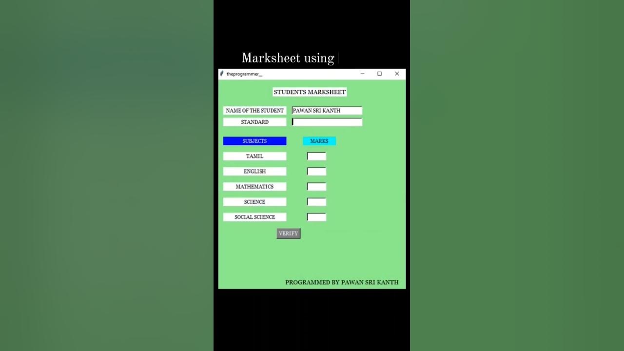 Student Marksheet using Python. #python #project #programming #coding ...