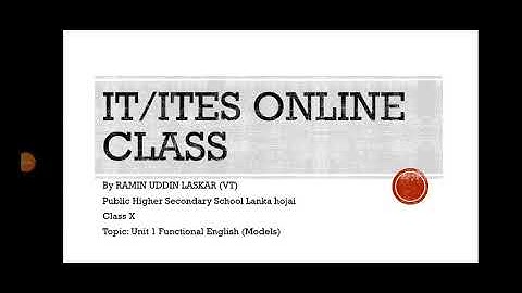 IT/ITeS Online class 10 unit 1 Functional English (MODELS)