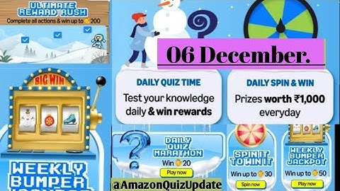 Amazon 06 Dec Runs Daily Quiz AnswerToday & daily Quiz answer spin and win Funzone Runs Daily Quiz