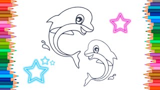 Dolphin Coloring Pages | Coloring Videos for Relaxation and Joyful Art