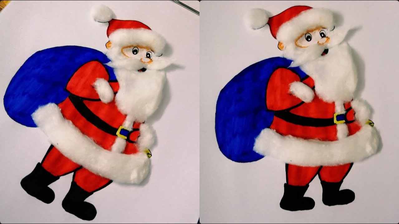 How to draw 3d Santa Claus | Christmas Drawings | Santa Claus step ...