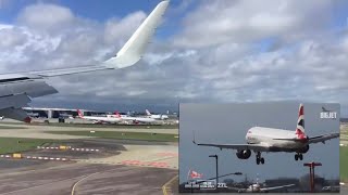 Landing during storm Noa at Heathrow! Onboard + off board footage - 12\/4\/23