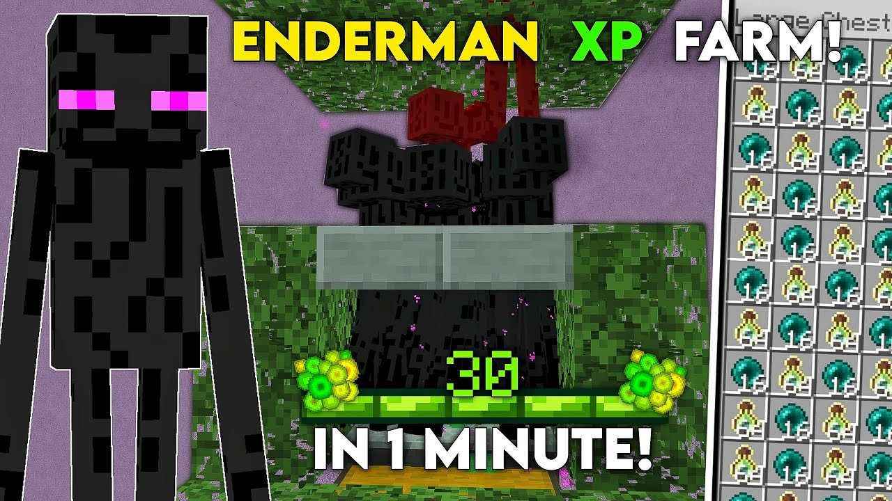 NEW ENDERMAN XP FARM in Minecraft Bedrock 1.21+! (30 Levels/Minute)