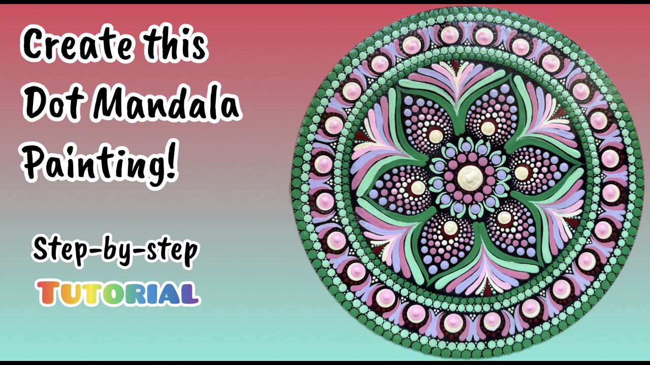 Easy Beginner 12" Succulent Inspired Mandala Dot Painting Tutorial.