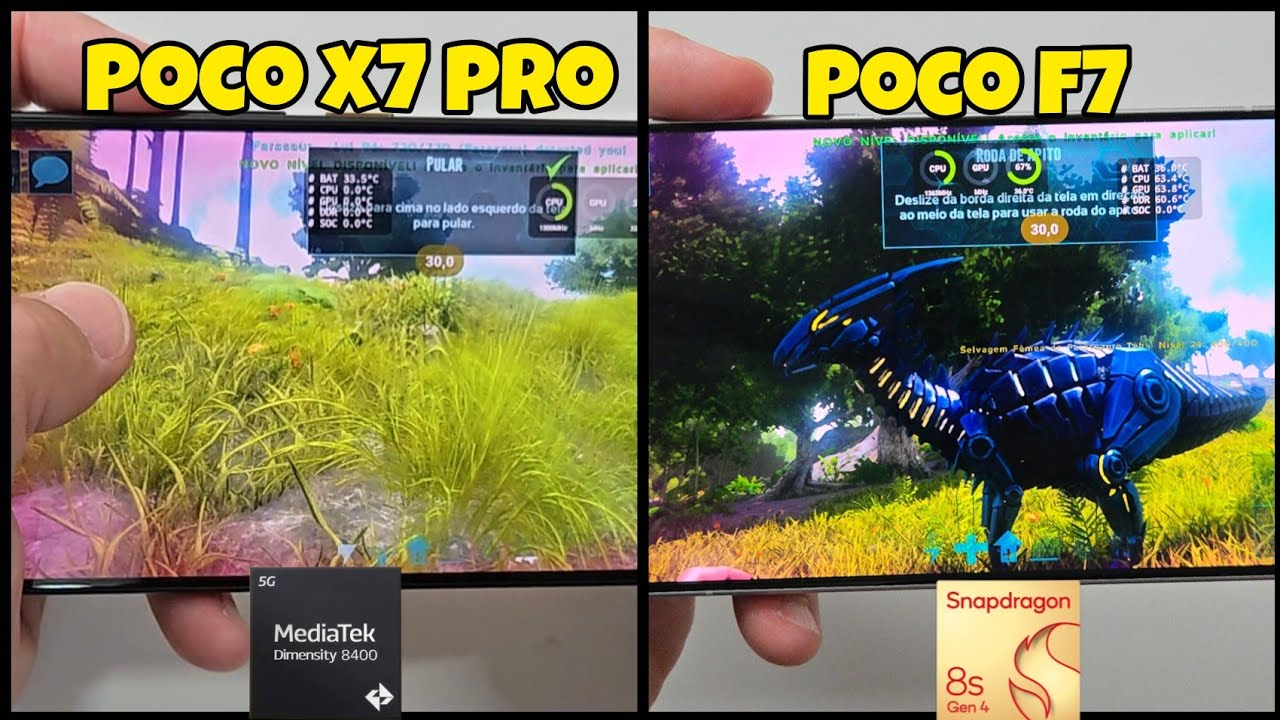 SAIU NOVA ATUALIZAÇÃO ARK MOBILE POCO X7 PRO VS POCO F7 JOGANDO ONLINE 