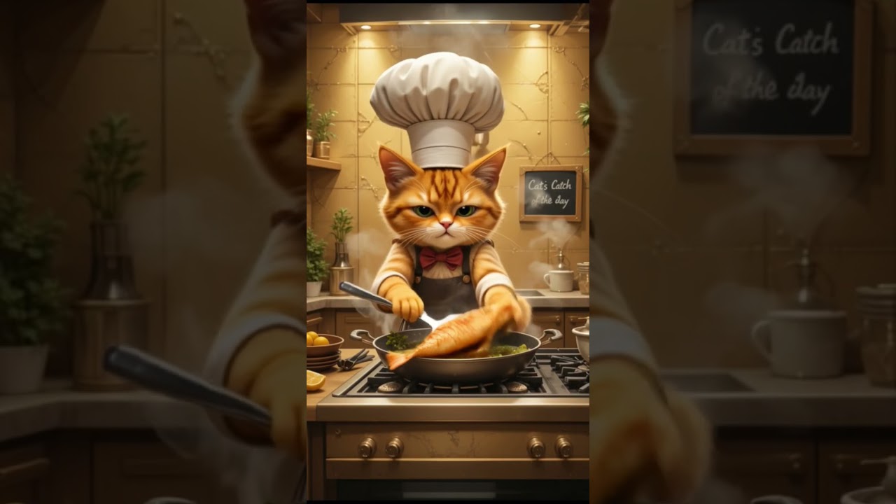 Thief Cat making Fish fry 