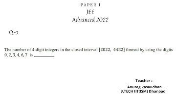 JEE Advanced 2022 Math Paper 1 (Q 7) solution | IIT JEE Maths |  #jeeadvanced2022 #projecteducation