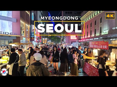 [4K] Seoul Walk, Korea - Myeongdong Street, Best Place to Try Street Food and Shopping