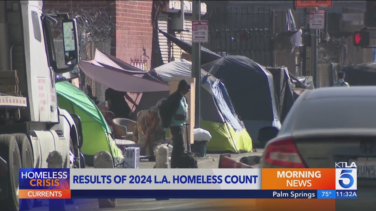 Los Angeles sees drop in homelessness for first time in years - YouTube