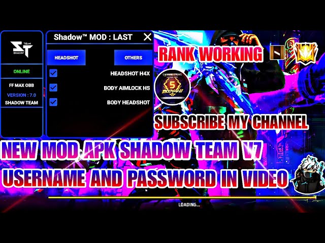 NEW MOD APK SHADOW TEAM V7 LAST FREE FIRE MAX ANTI-BLACKLIST RANK  WORKING@_gaming_sambhav 